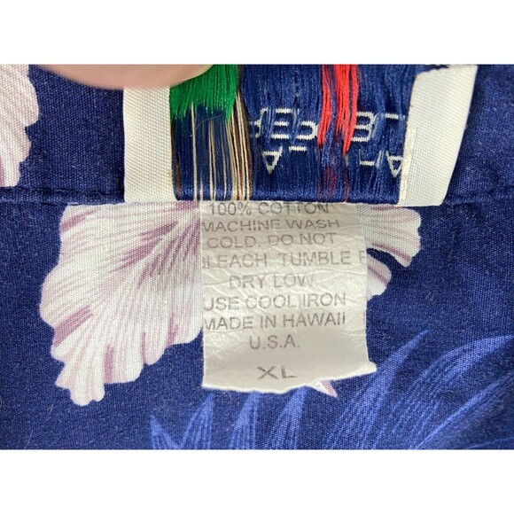 Aloha Republic Men XL Blue Hawaiian Shirt Floral Palm Casual Beach - Picture 7 of 9